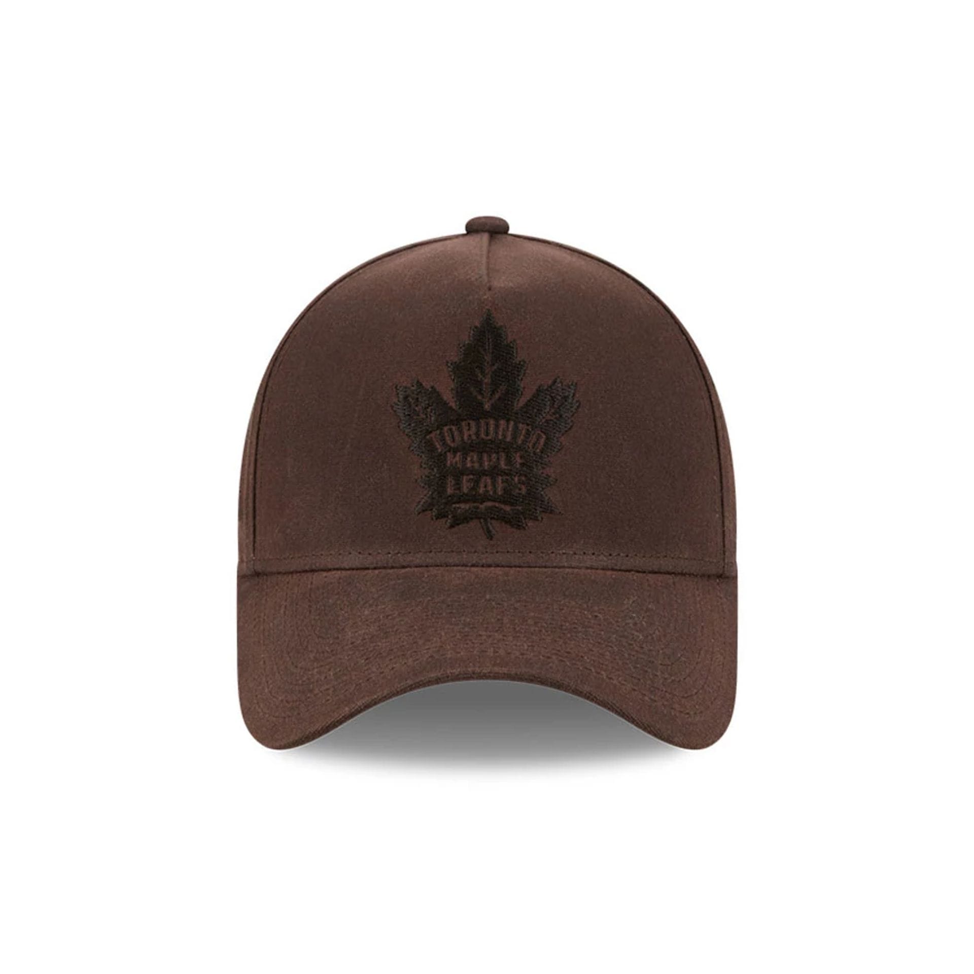 Pictured is this NHL Quickstrike Waxy Canvas Toronto Maple Leafs 59FORTY A-Frame Fitted cap in open brown. 2