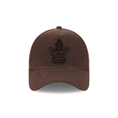 Pictured is this NHL Quickstrike Waxy Canvas Toronto Maple Leafs 59FORTY A-Frame Fitted cap in open brown. 2