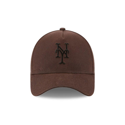 Pictured is this MLB Quickstrike Waxy Canvas New York Mets 59FORTY A-Frame Fitted cap in open brown. 2