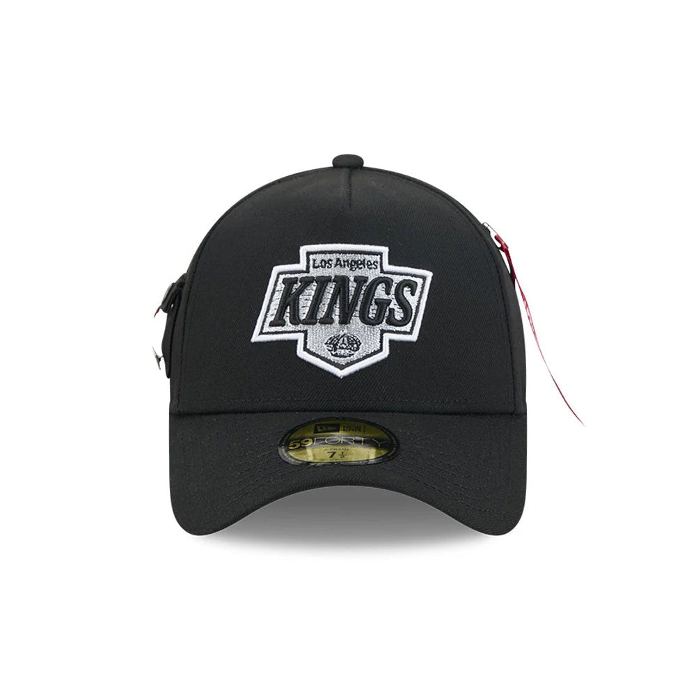 Pictured is this NHL X Alpha LA Kings 59FORTY A-Frame Fitted cap in Black. 2