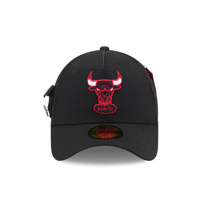 Pictured is this NBA X Alpha Chicago Bulls 59FORTY A-Frame Fitted cap in Black. 2