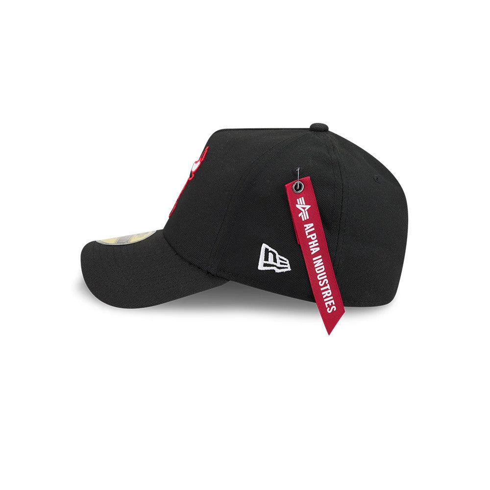 Pictured is this NBA X Alpha Chicago Bulls 59FORTY A-Frame Fitted cap in Black. 5