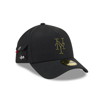Pictured is this MLB X Alpha New York Mets 59FORTY A-Frame Fitted cap in black. 3