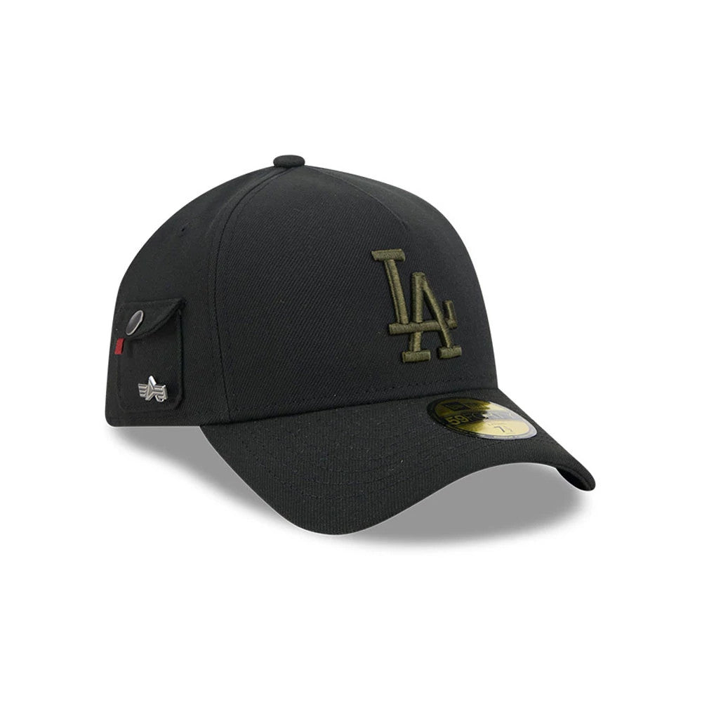 Pictured is this MLB X Alpha LA Dodgers 59FORTY A-Frame Fitted cap in black. 3