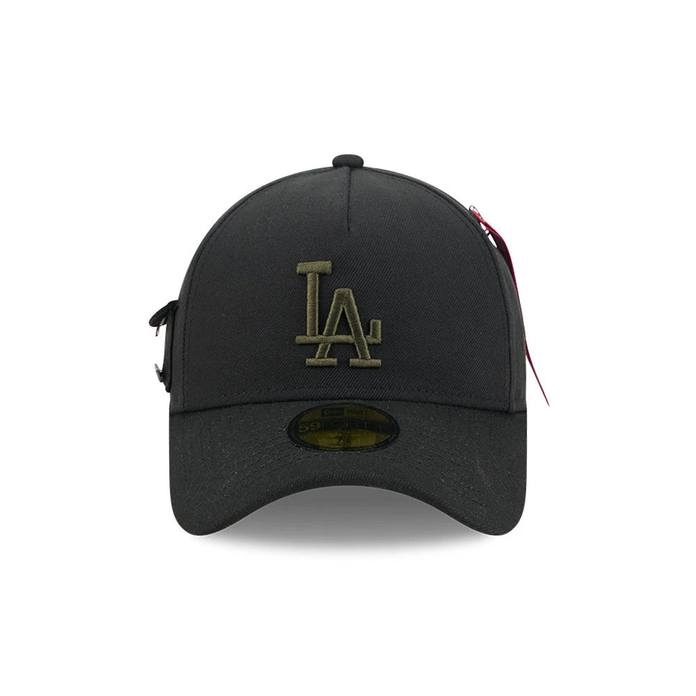 Pictured is this MLB X Alpha LA Dodgers 59FORTY A-Frame Fitted cap in black. 2