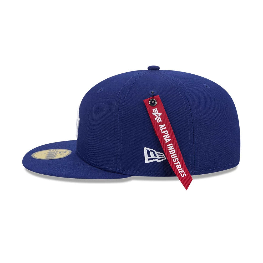 Pictured is this MLB X Alpha LA Dodgers 59FIFTY Fitted cap in Navy. 5