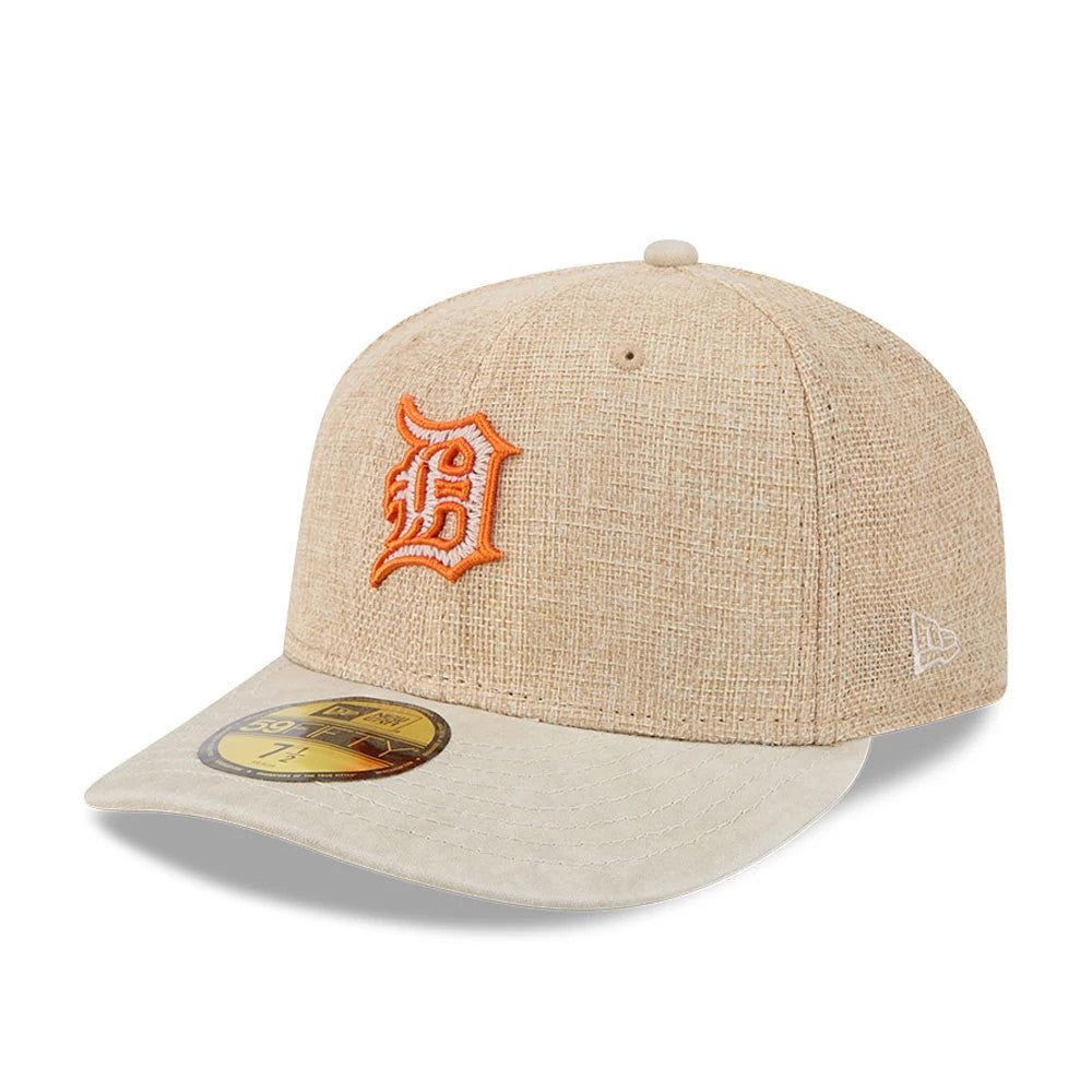 Pictured is this MLB Halloween Detroit Tigers 59FIFTY Fitted cap in beige. 1