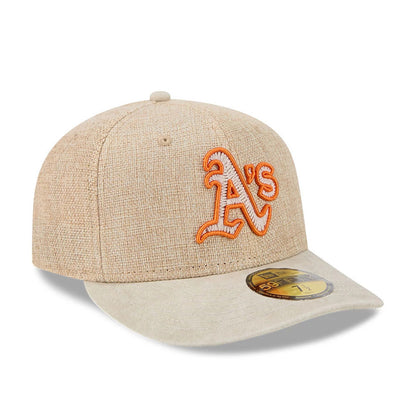 Pictured is this MLB Halloween Athletics 59FIFTY Fitted cap in beige. 4
