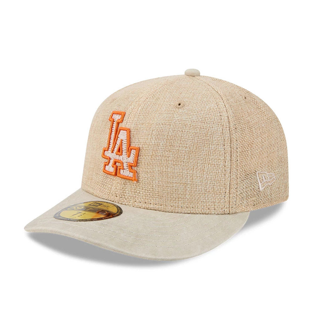Pictured is this MLB Halloween LA Dodgers 59FIFTY Fitted cap in beige. 1