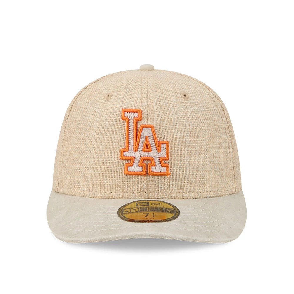 Pictured is this MLB Halloween LA Dodgers 59FIFTY Fitted cap in beige. 3