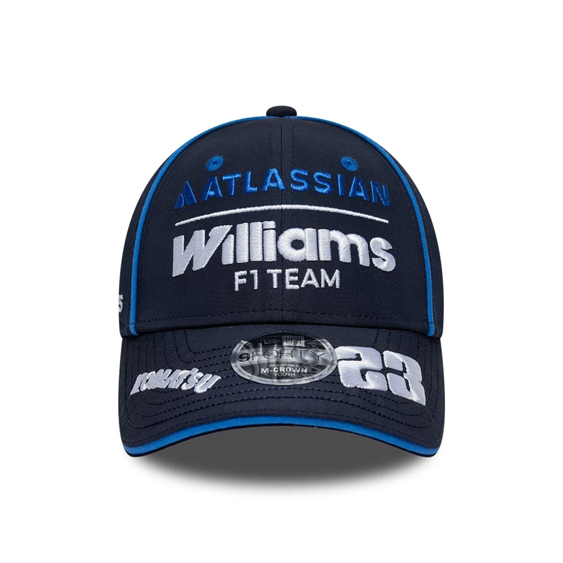 Pictured is this Youth Atlassian Williams F1 Team Alex Albon 9FORTY M-Crown Adjustable cap in navy. 3