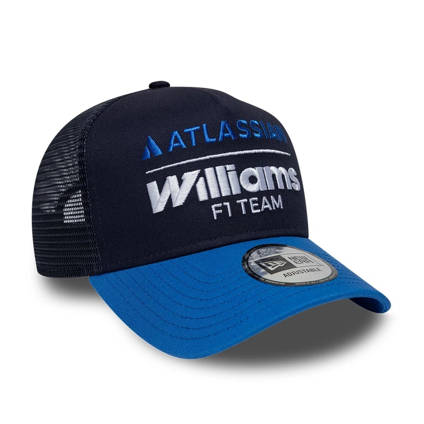 Pictured is this Atlassian Williams F1 Team Essential 9FORTY A-Frame Trucker Adjustable cap in navy. 3