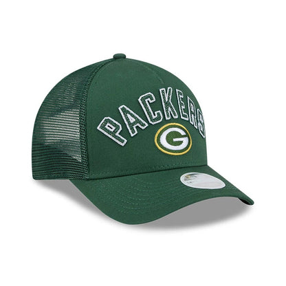 Pictured is this Womens NFL Green Bay Packers 9FORTY M-Crown A-Frame Trucker cap in dark green. 3
