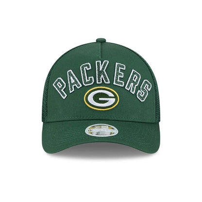 Pictured is this Womens NFL Green Bay Packers 9FORTY M-Crown A-Frame Trucker cap in dark green. 2