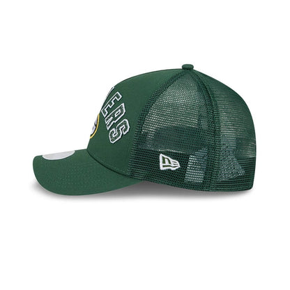 Pictured is this Womens NFL Green Bay Packers 9FORTY M-Crown A-Frame Trucker cap in dark green. 5