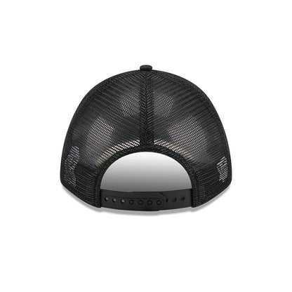 Pictured is this Womens NFL Las Vegas Raiders 9FORTY M-Crown A-Frame Trucker cap in black. 4