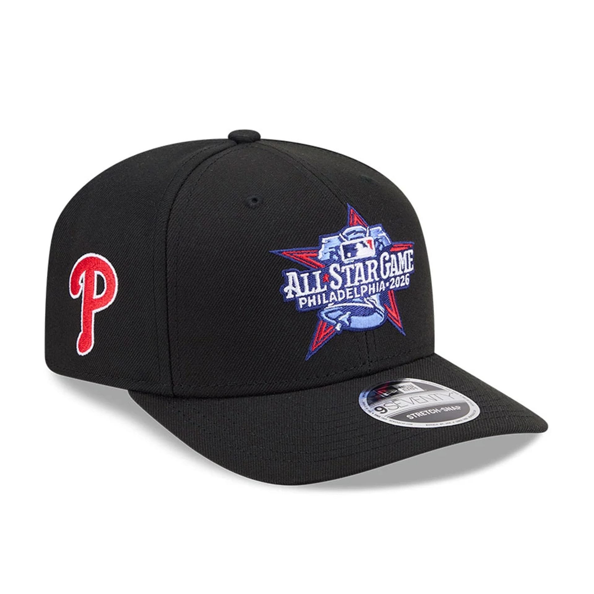 Pictured is this MLB All Star Game Philadelphia Phillies 9SEVENTY Stretch Snap cap in black. 4