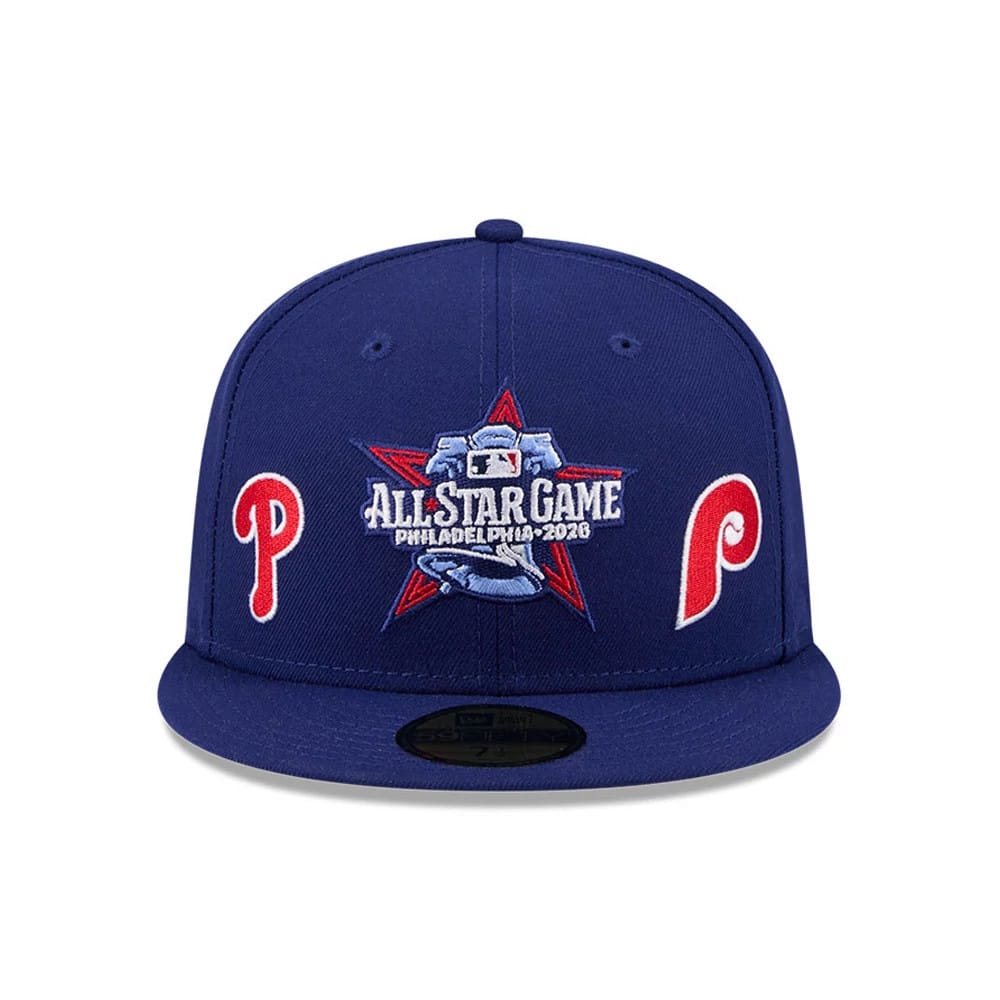 Pictured is this MLB All Star Game Philadelphia Phillies 59FIFTY Fitted cap in dark blue. 3