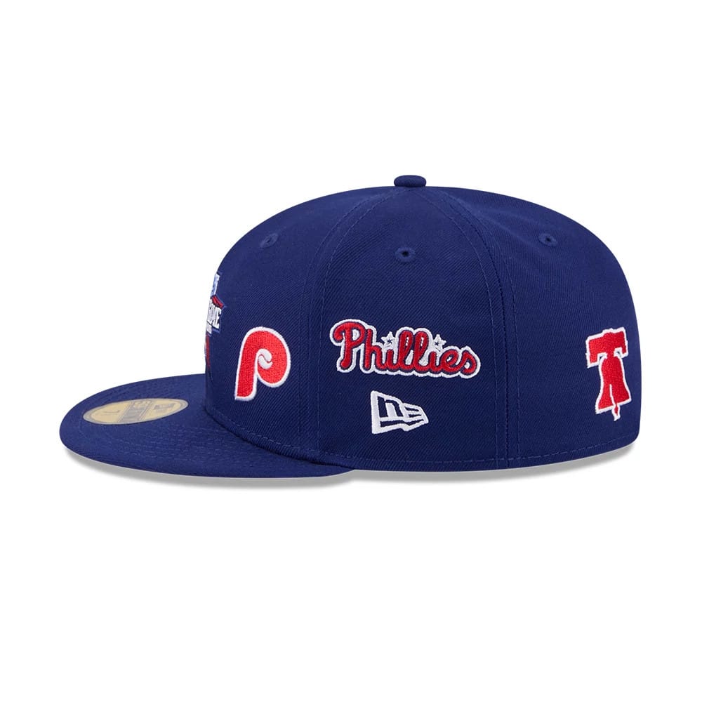 Pictured is this MLB All Star Game Philadelphia Phillies 59FIFTY Fitted cap in dark blue. 5