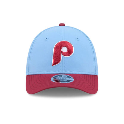 Pictured is this MLB All Star Game Philadelphia Phillies 39THIRTY M-Crown Stretch Fit cap in pastel blue. 3