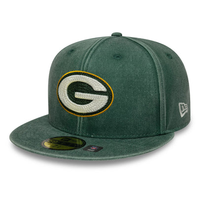 Pictured is this NFL Washed Green Bay Packers 59FIFTY Fitted cap in dark green. 1