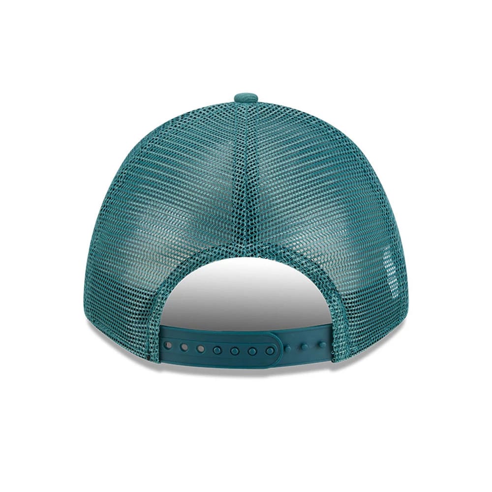 Pictured is this NFL All Over Philadelphia Eagles 9FORTY M-Crown A-Frame Trucker cap in dark green. 7