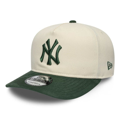 Pictured is this MLB Suede Visor New York Yankees 9FIFTY A-Frame Snapback cap in Cream. 1