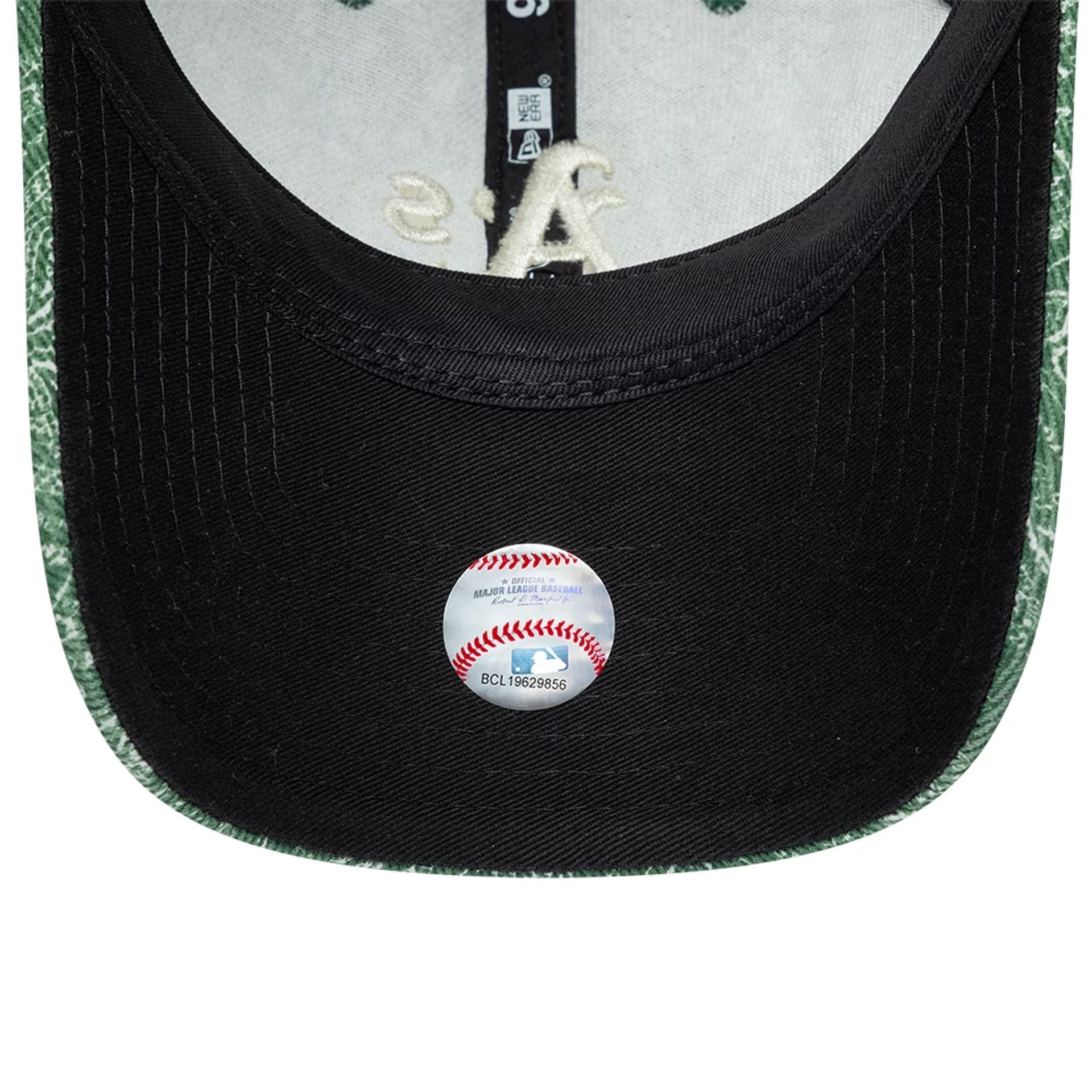 Pictured is this MLB Washed Paisley Athletics 9TWENTY cap in dark green. 2