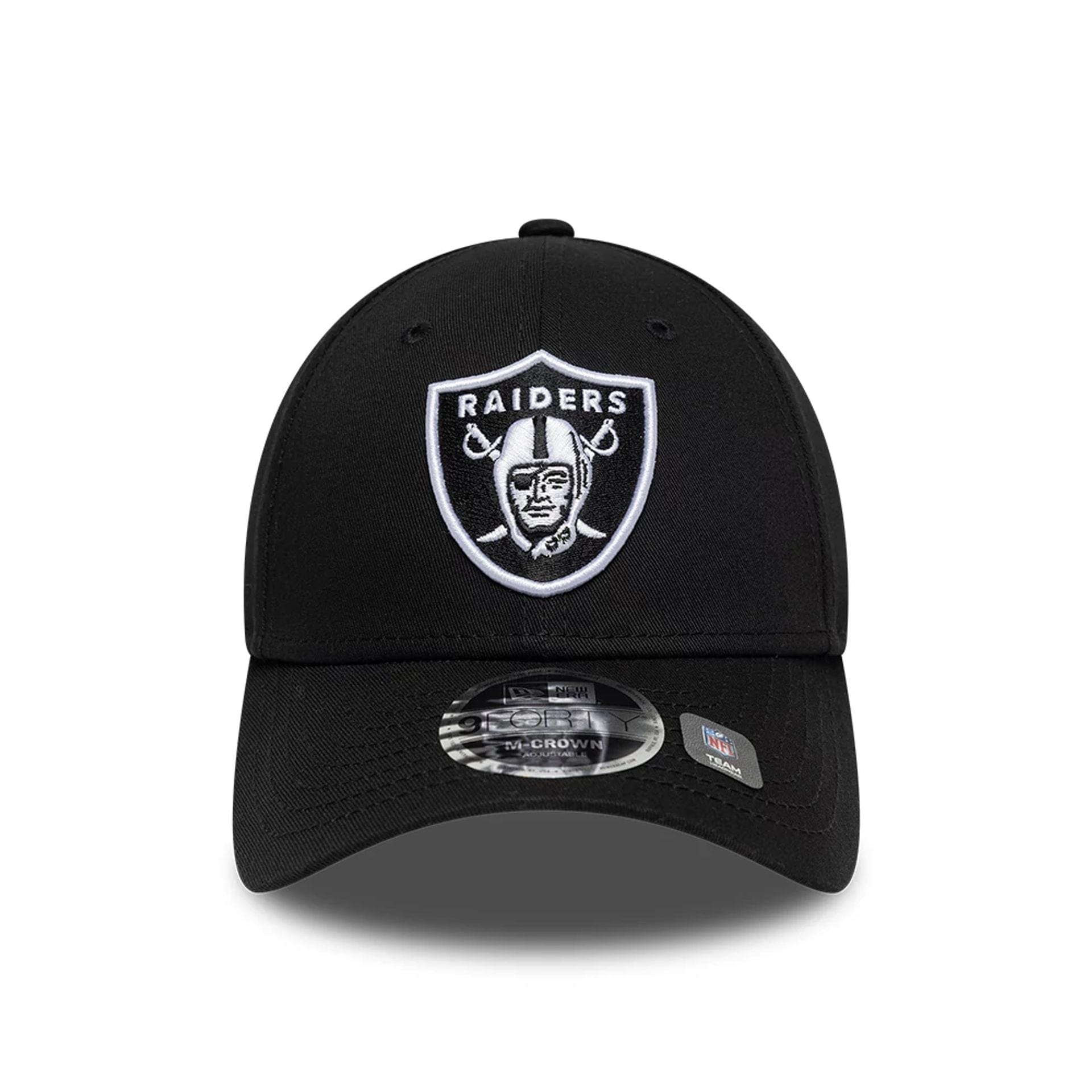 Pictured is this NFL Las Vegas Raiders 9FORTY M-Crown cap in black. 2