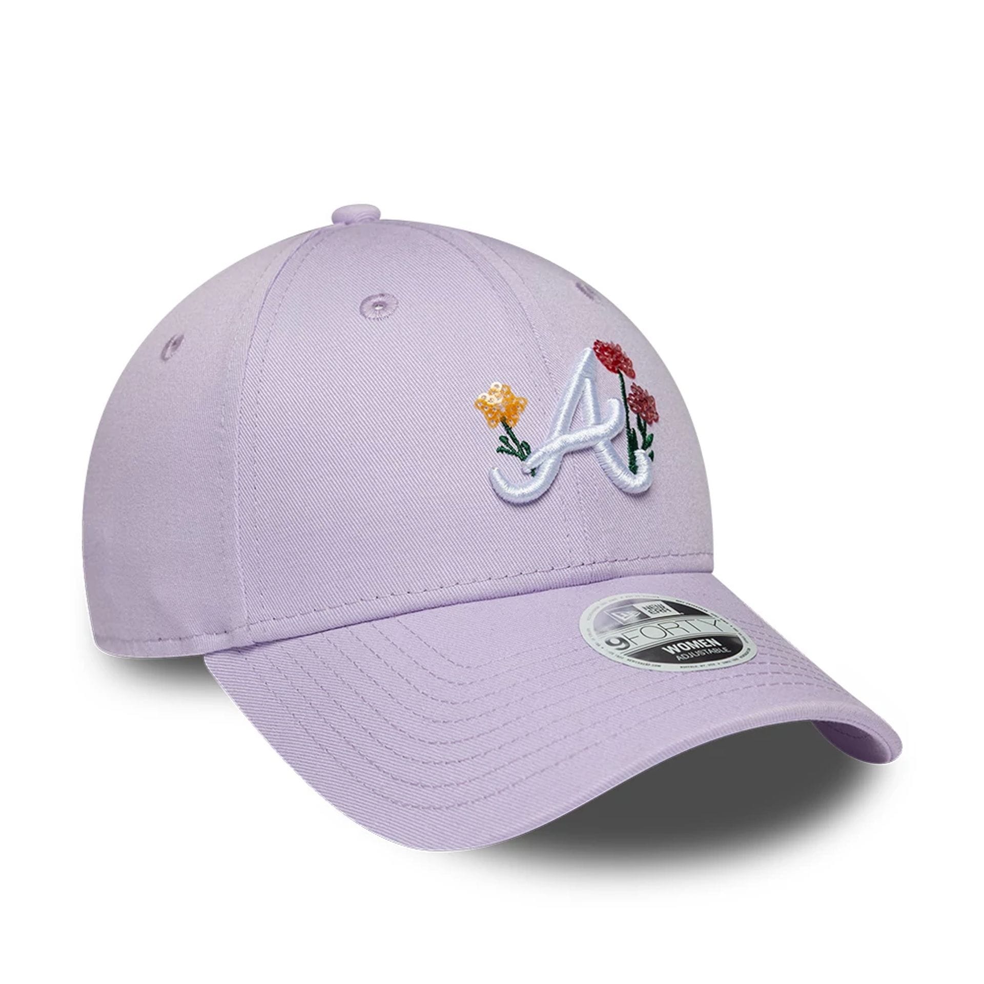 Pictured is this Womens MLB Floral Icon Atlanta Braves 9FORTY cap in pastel purple. 3