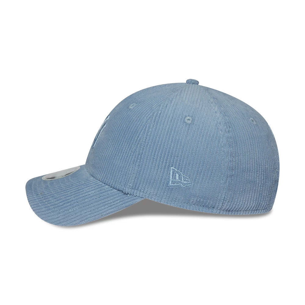 Pictured is this Womens MLB Pastel Cord New York Yankees 9FORTY M-Crown cap in Blue. 5