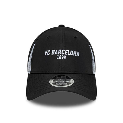 Pictured is this FC Barcelona Featherweight Poly 9FORTY M-Crown cap in black. 2