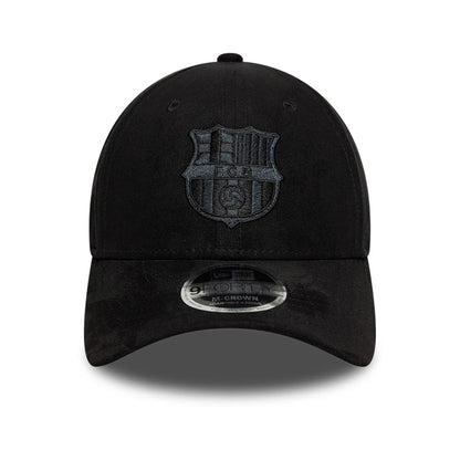 Pictured is this FC Barcelona Faux Suede 9FORTY M-Crown cap in black. 2