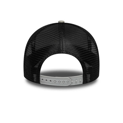 Pictured is this FC Barcelona Faux Suede 9FORTY A-Frame Trucker cap in grey. 4