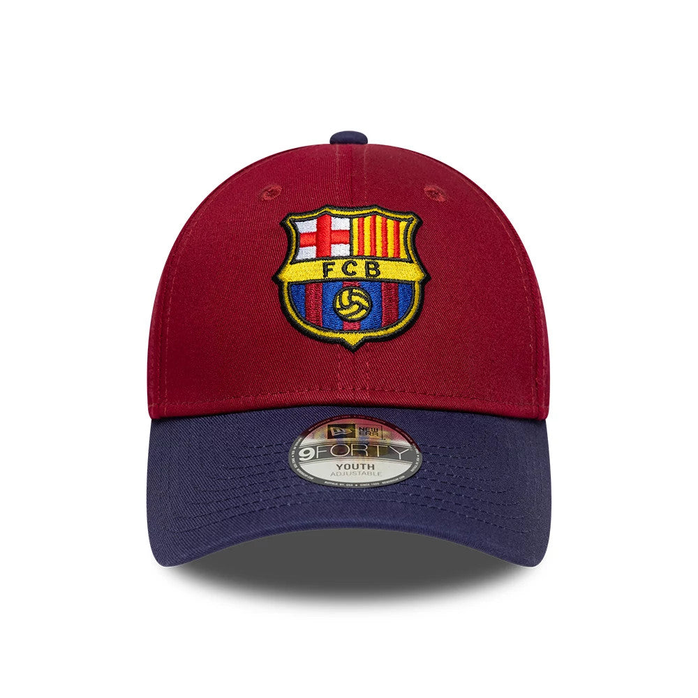 Pictured is this Youth FC Barcelona Contrast 9FORTY cap in dark red. 2