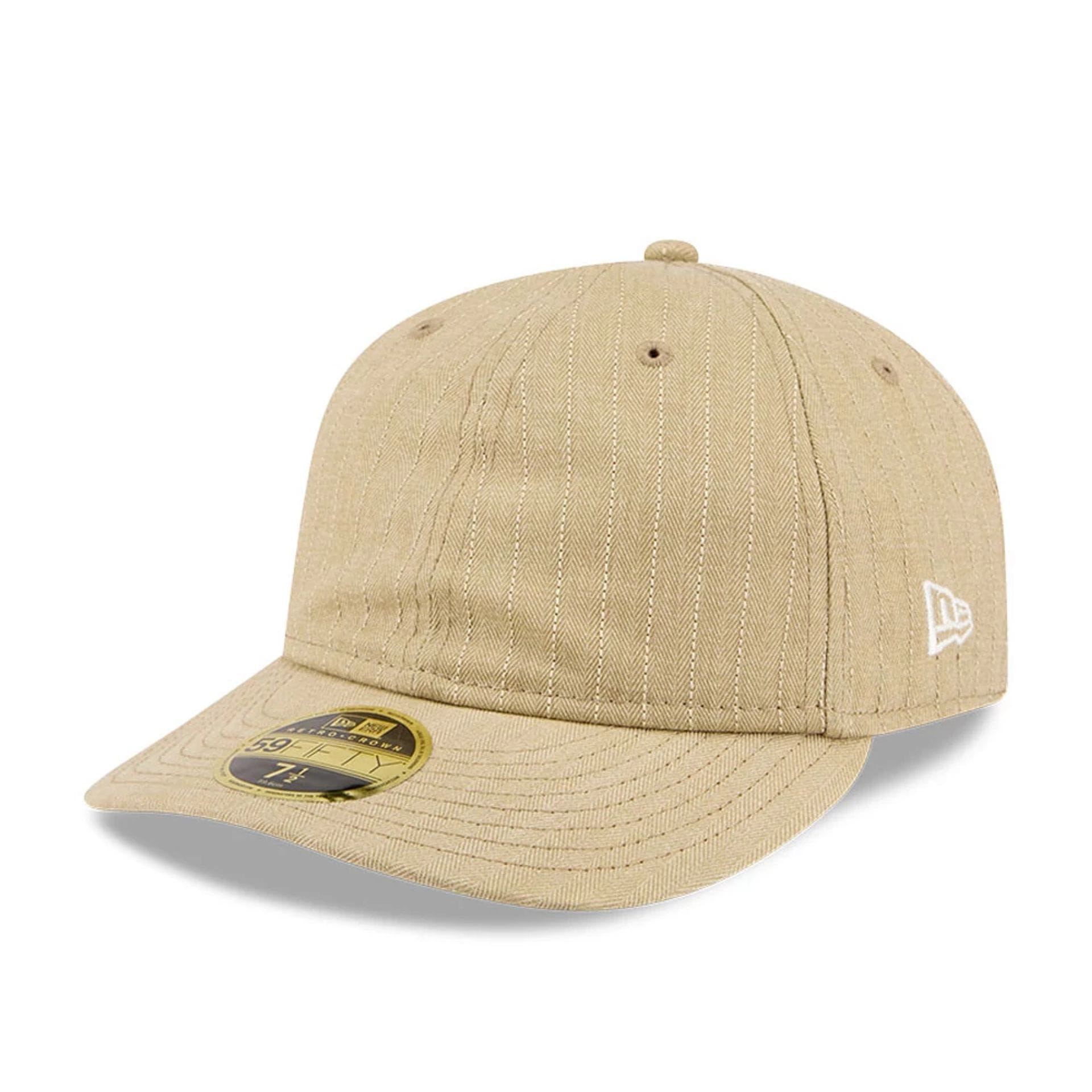 Pictured is this New Era Herringbone Retro Crown 59FIFTY Fitted cap in Beige. 1