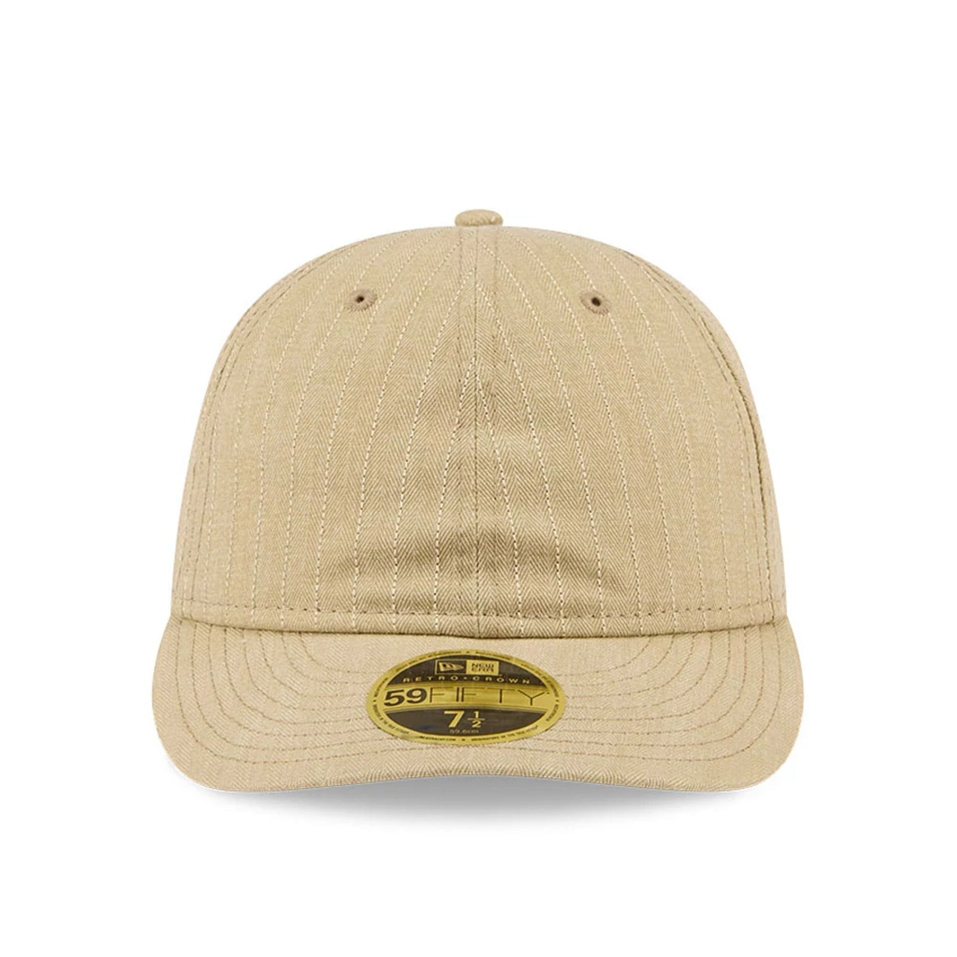 Pictured is this New Era Herringbone Retro Crown 59FIFTY Fitted cap in Beige. 3