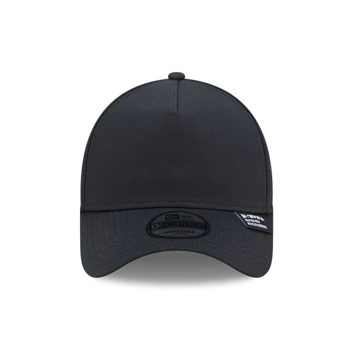 Pictured is this New Era Recycled Twill 9FORTY A-Frame cap in black. 3