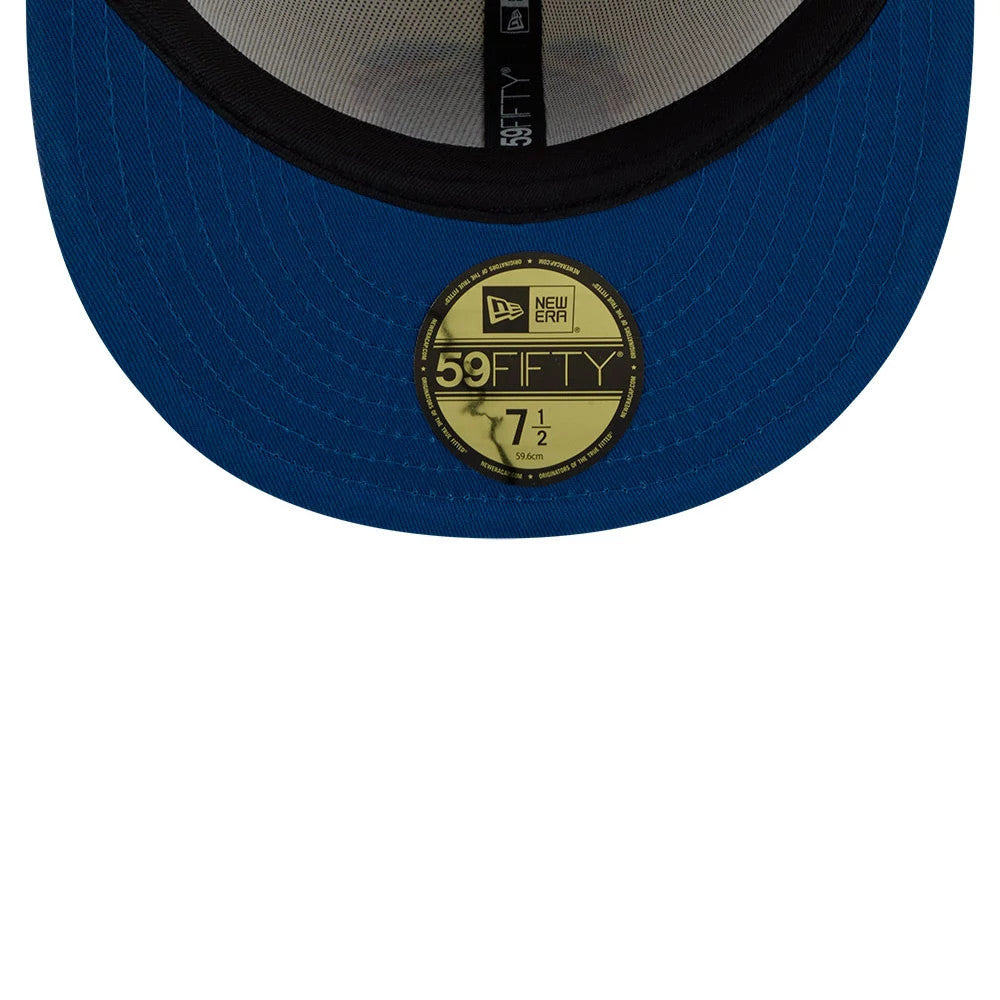 Pictured is this MLB Day Of The Dead Atlanta Braves 59FIFTY Fitted cap in light beige & dark red. 2