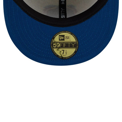 Pictured is this MLB Day Of The Dead Atlanta Braves 59FIFTY Fitted cap in light beige & dark red. 2
