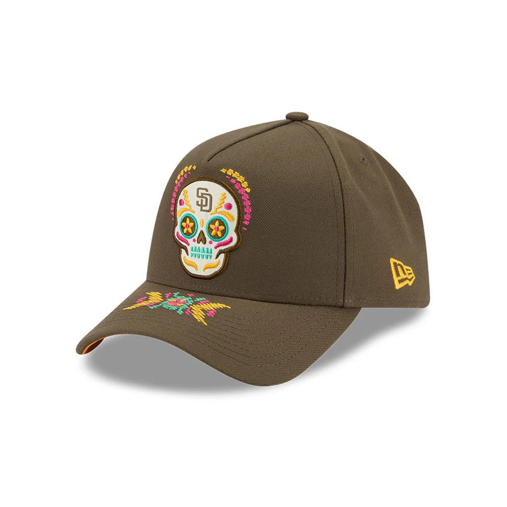 Pictured is this MLB Day Of The Dead San Diego Padres 9FORTY A-Frame cap in green. 4