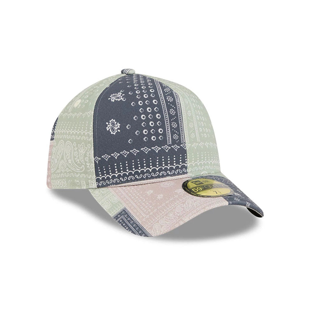 Pictured is this New Era Patchwork Bandana 59FORTY A-Frame Fitted cap in multi. 4