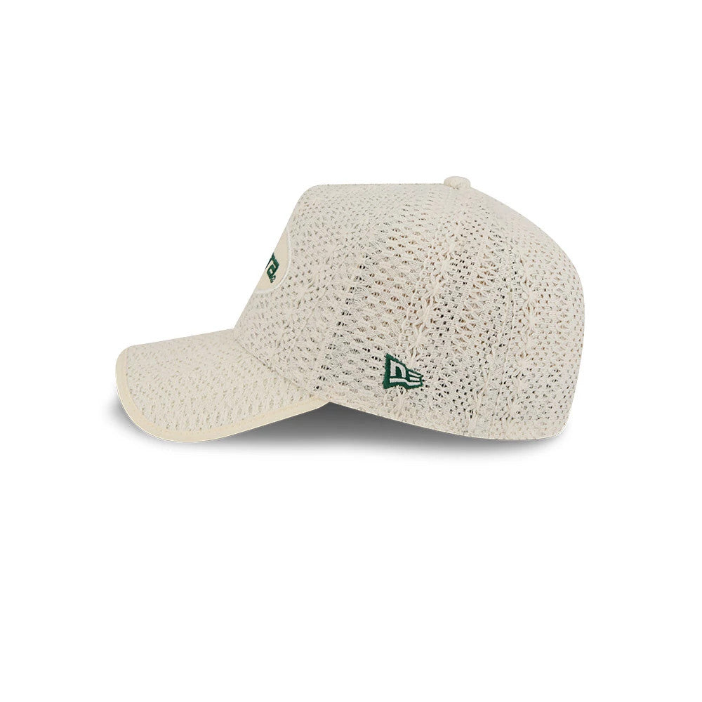 Pictured is this New Era Oval Patch 59FORTY A-Frame Fitted cap in Cream. 5