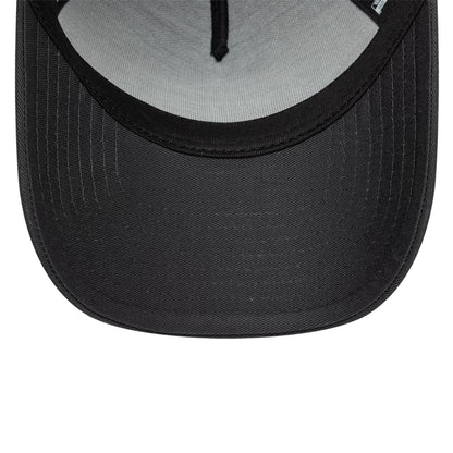 Pictured is this New Era Patch 9FORTY A-Frame Trucker Adjustable cap in charcoal. 7