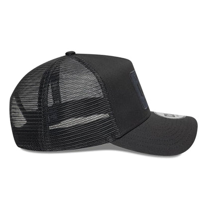 Pictured is this New Era Patch 9FORTY A-Frame Trucker Adjustable cap in charcoal. 6
