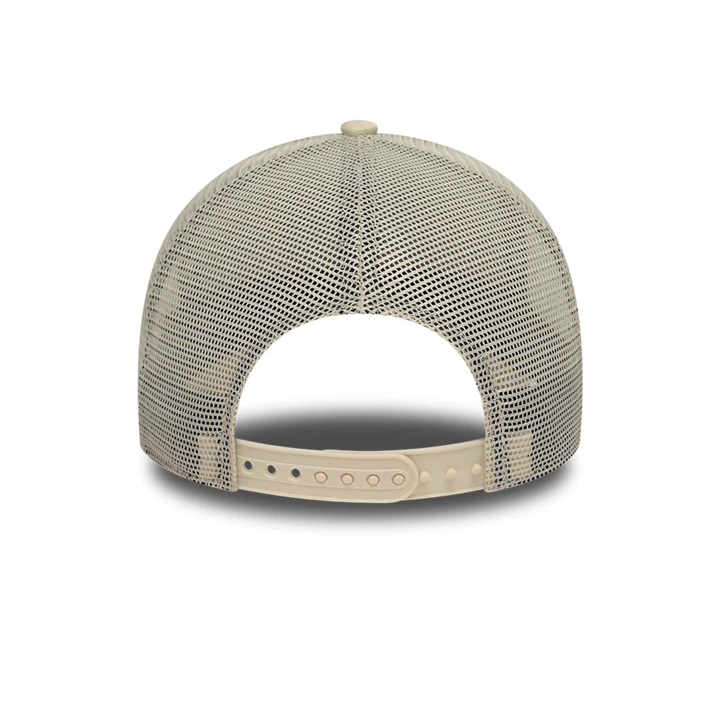 Pictured is this New Era Patch 9FORTY A-Frame Trucker Adjustable cap in light beige. 4