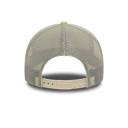 Pictured is this New Era Patch 9FORTY A-Frame Trucker Adjustable cap in light beige. 4