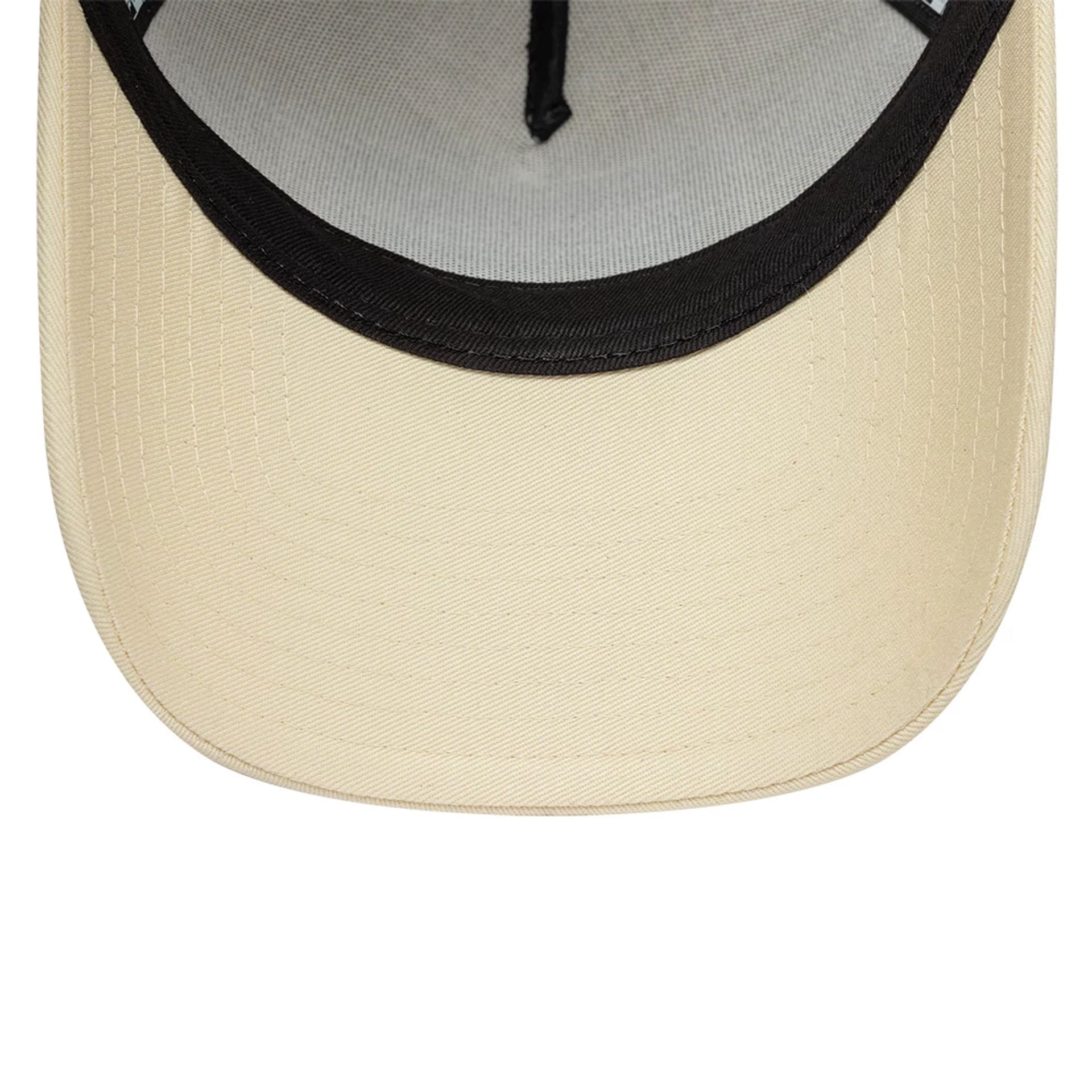 Pictured is this New Era Patch 9FORTY A-Frame Trucker Adjustable cap in light beige. 7