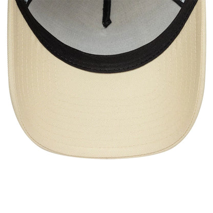 Pictured is this New Era Patch 9FORTY A-Frame Trucker Adjustable cap in light beige. 7