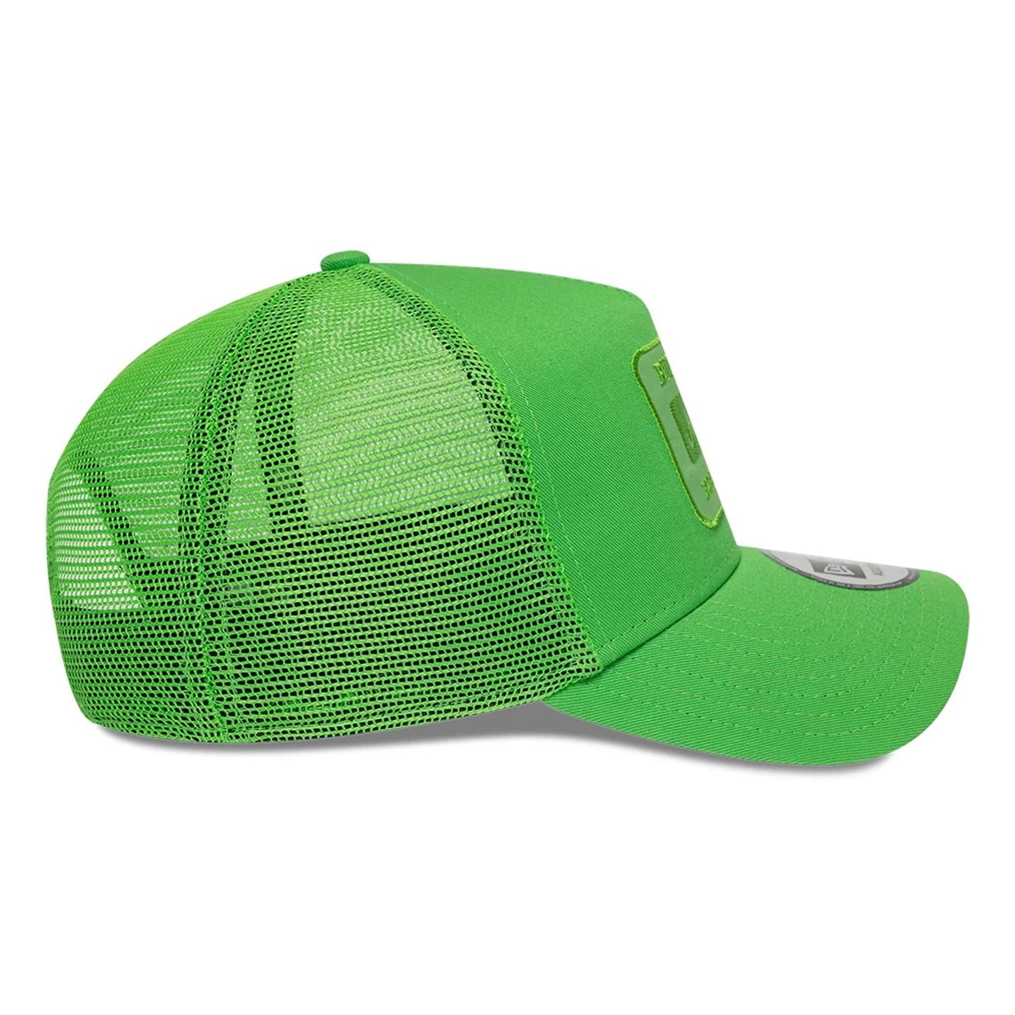 Pictured is this New Era Patch 9FORTY A-Frame Trucker Adjustable cap in open green. 6